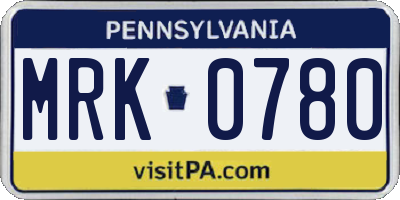 PA license plate MRK0780