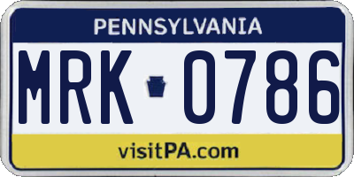 PA license plate MRK0786