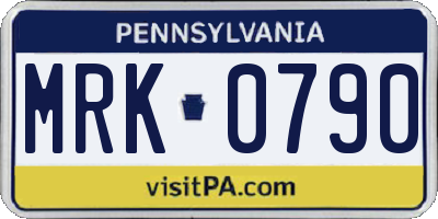 PA license plate MRK0790