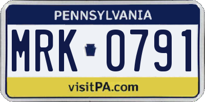 PA license plate MRK0791