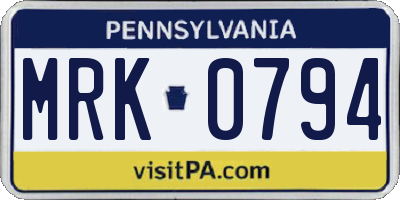 PA license plate MRK0794