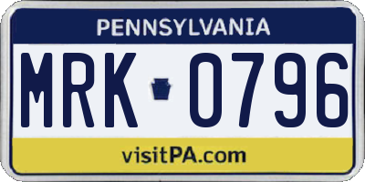 PA license plate MRK0796