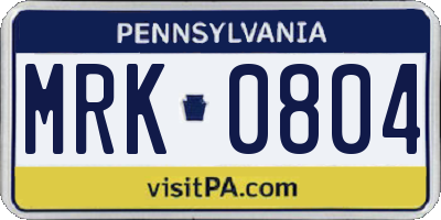 PA license plate MRK0804