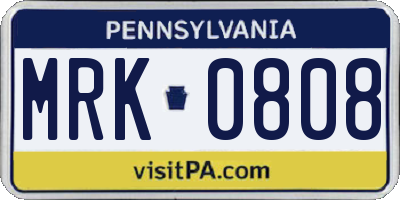 PA license plate MRK0808