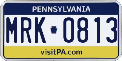 PA license plate MRK0813