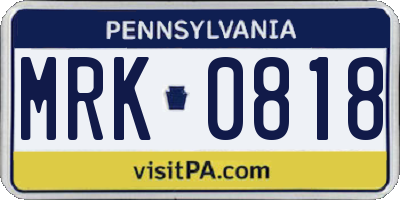PA license plate MRK0818