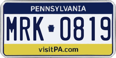 PA license plate MRK0819