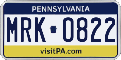 PA license plate MRK0822