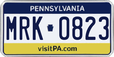 PA license plate MRK0823