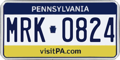 PA license plate MRK0824