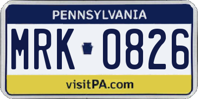 PA license plate MRK0826