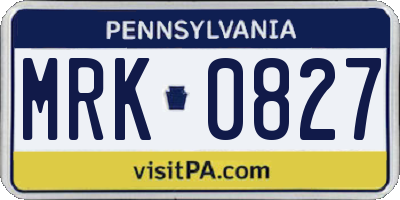 PA license plate MRK0827
