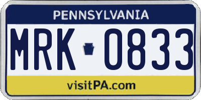 PA license plate MRK0833