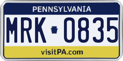 PA license plate MRK0835
