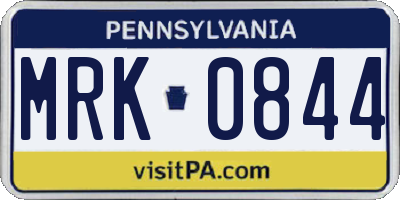 PA license plate MRK0844