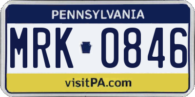 PA license plate MRK0846