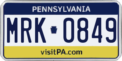 PA license plate MRK0849