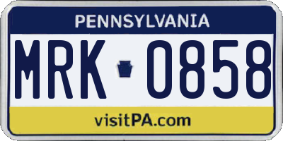 PA license plate MRK0858