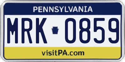 PA license plate MRK0859