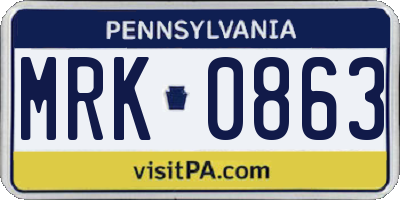 PA license plate MRK0863