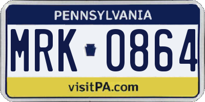 PA license plate MRK0864