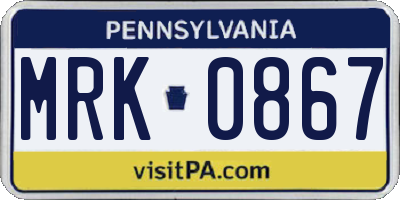 PA license plate MRK0867