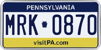 PA license plate MRK0870
