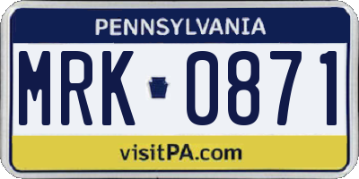 PA license plate MRK0871