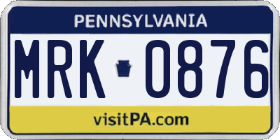 PA license plate MRK0876