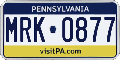 PA license plate MRK0877