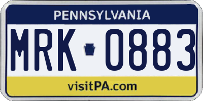 PA license plate MRK0883