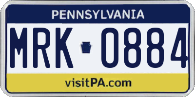 PA license plate MRK0884