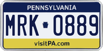 PA license plate MRK0889