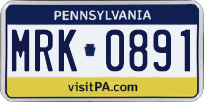PA license plate MRK0891