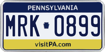 PA license plate MRK0899