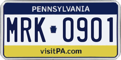 PA license plate MRK0901