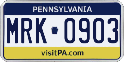 PA license plate MRK0903