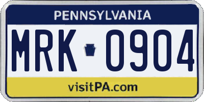 PA license plate MRK0904
