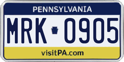 PA license plate MRK0905