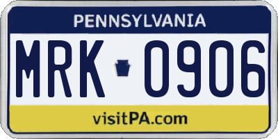 PA license plate MRK0906