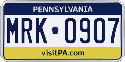 PA license plate MRK0907