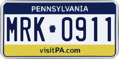 PA license plate MRK0911