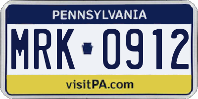 PA license plate MRK0912