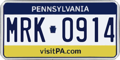 PA license plate MRK0914