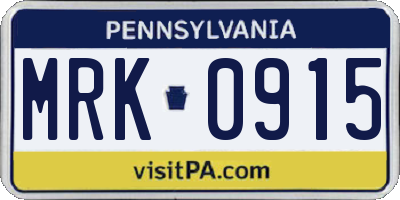 PA license plate MRK0915