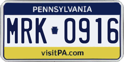 PA license plate MRK0916