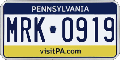 PA license plate MRK0919