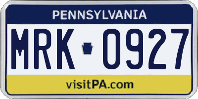 PA license plate MRK0927
