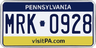 PA license plate MRK0928