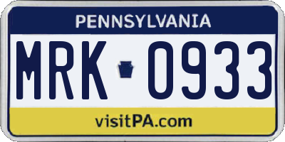 PA license plate MRK0933